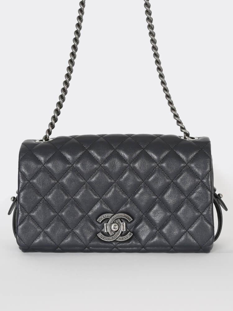 Chanel - City Rock Goatskin Blue Flap Bag
