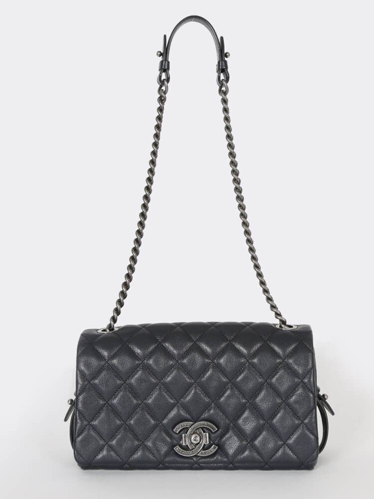 Chanel - City Rock Goatskin Blue Flap Bag