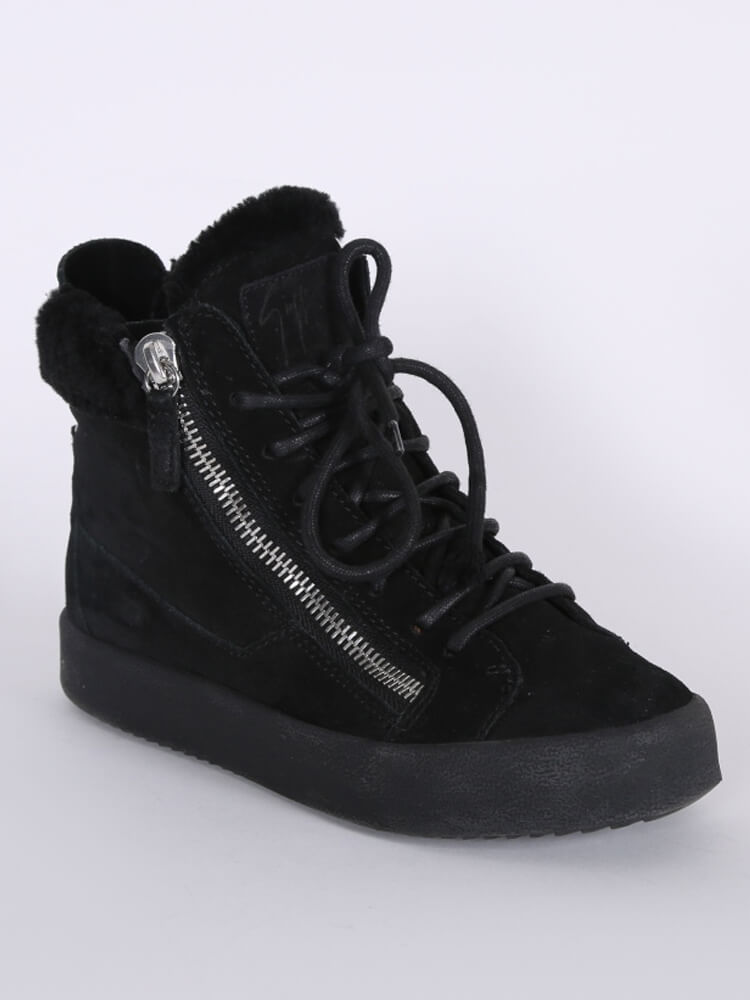 Zanotti - May London Shearling Suede High Top Sneakers Black 37 |