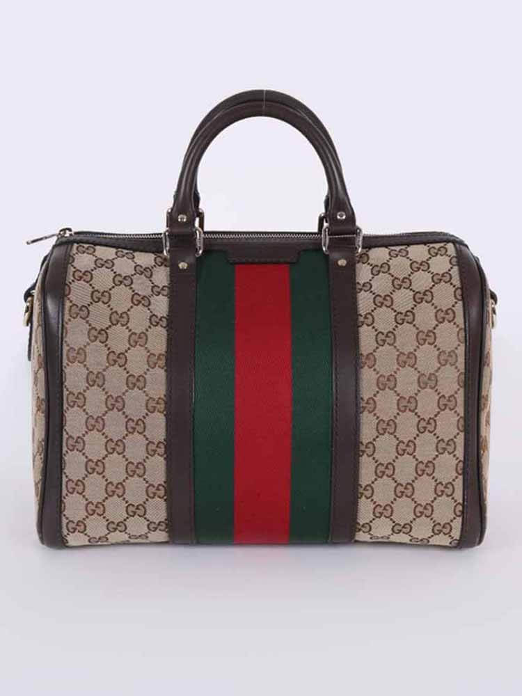 Gucci - GG Canvas Vintage Web Boston Bag