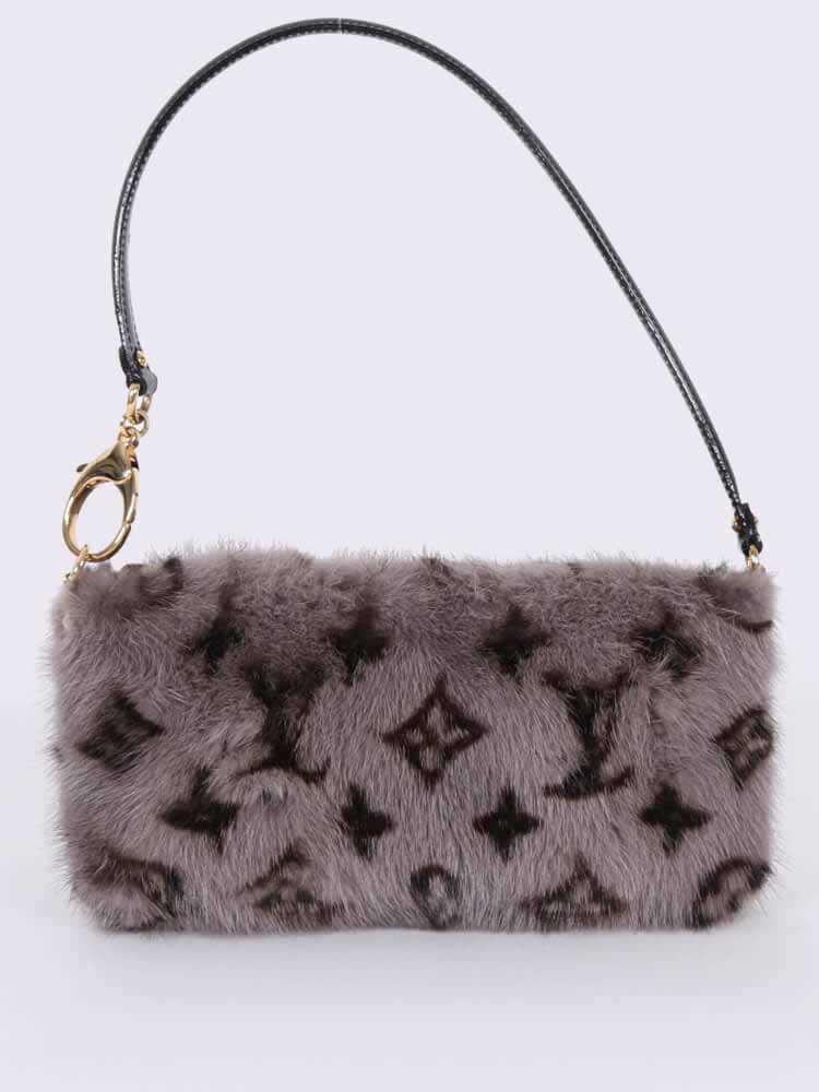 Louis Vuitton Monogram Reverso Fur Scarf Black Mink