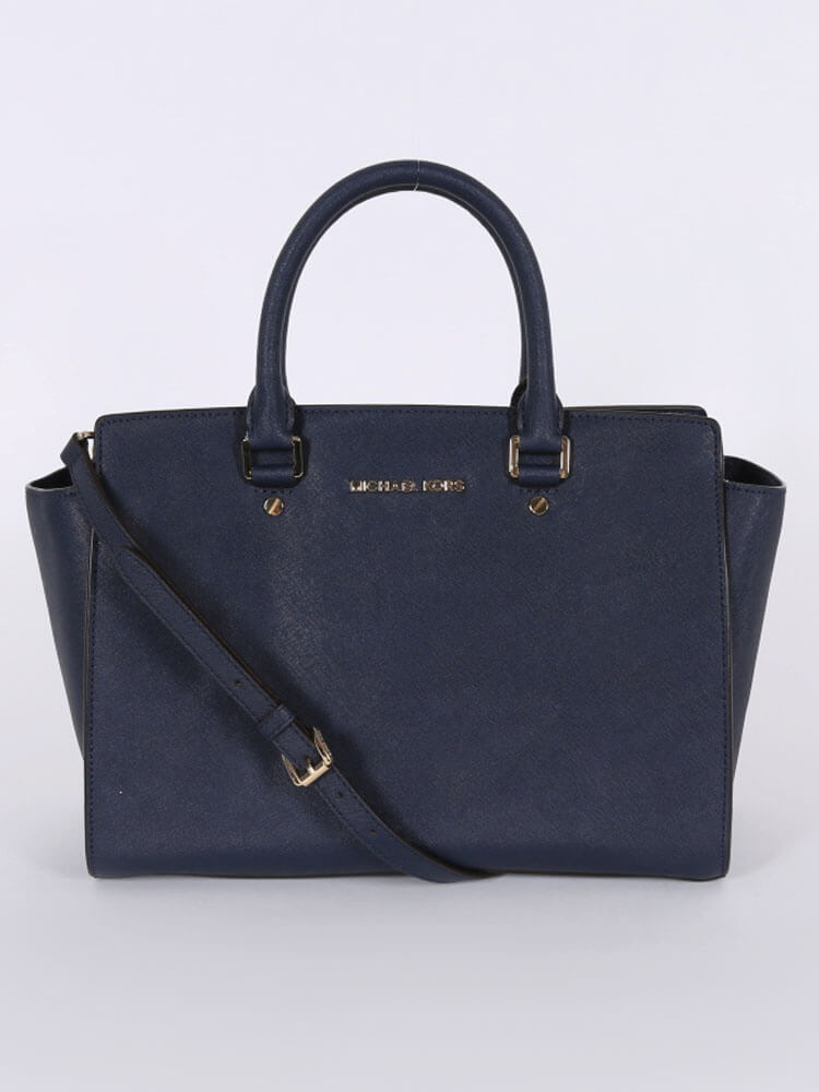 Michael Kors Selma Large Saffiano Leather Navy Blue www.luxurybags.eu