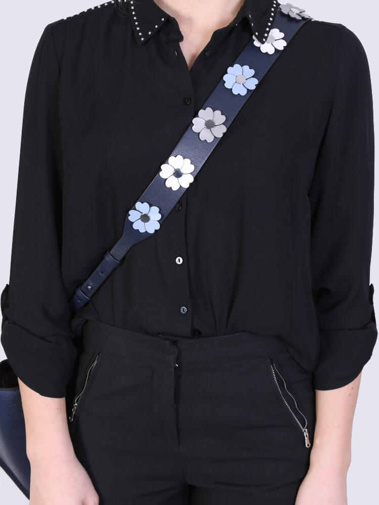 Michael Kors Floral Applique Leather Shoulder Strap