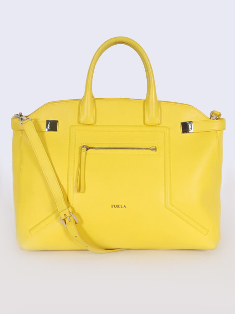 Leather tote Furla Yellow in Leather - 31481186