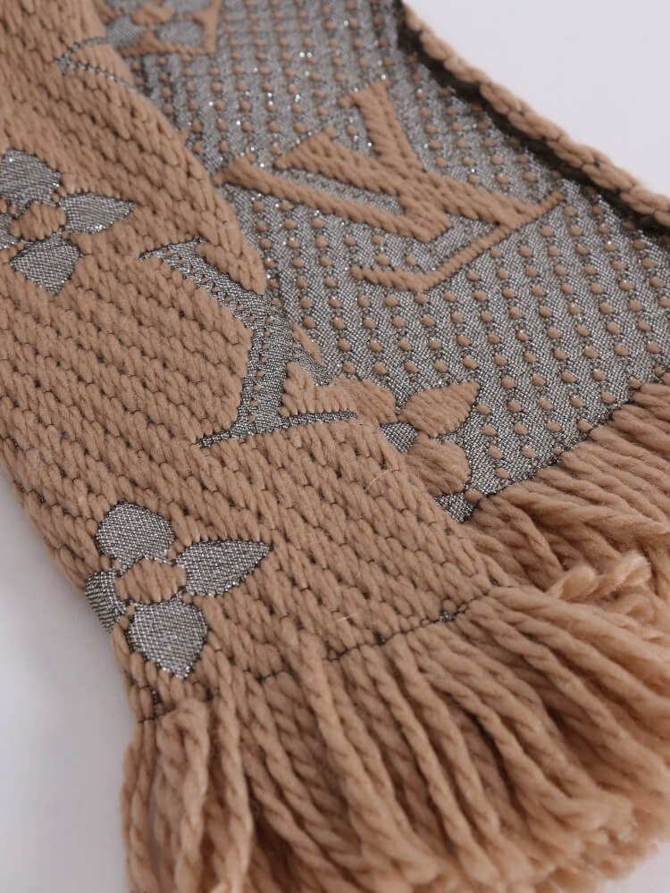 New Vuitton Logomania Beige Shine Scarf - Vintage Lux