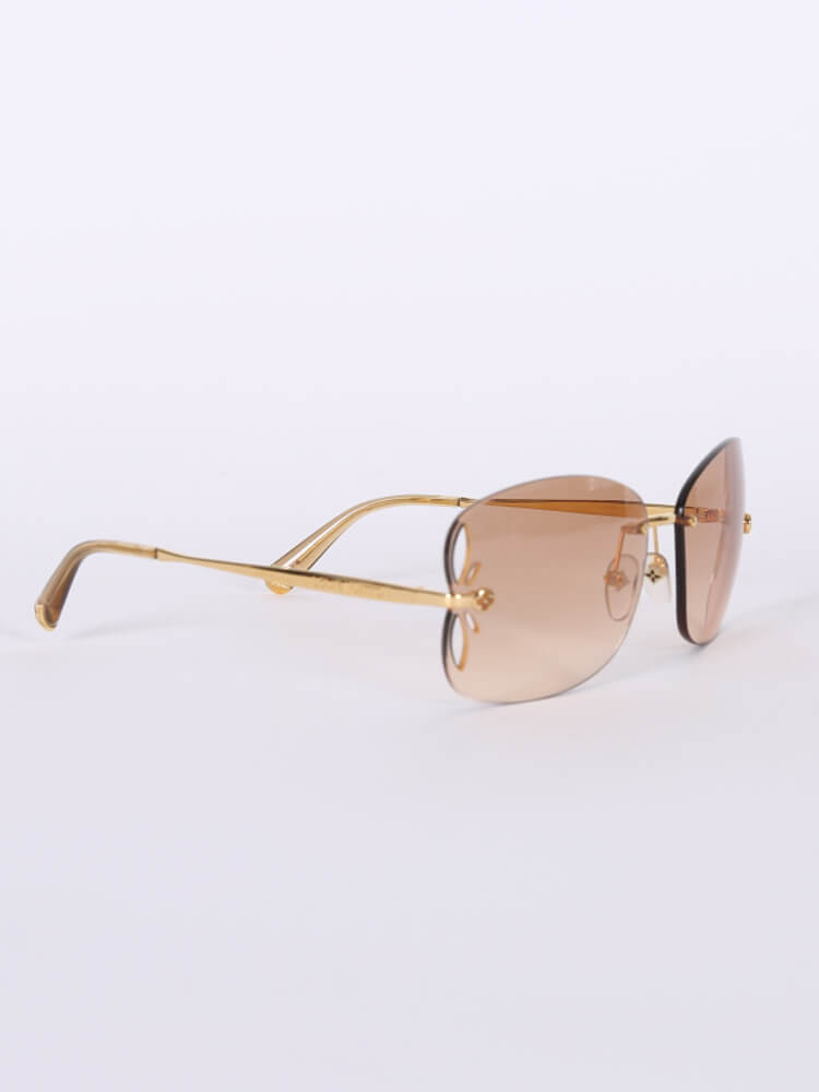 Louis Vuitton Brown/Gold Rimless Lily Sunglasses Z0307U - Yoogi's