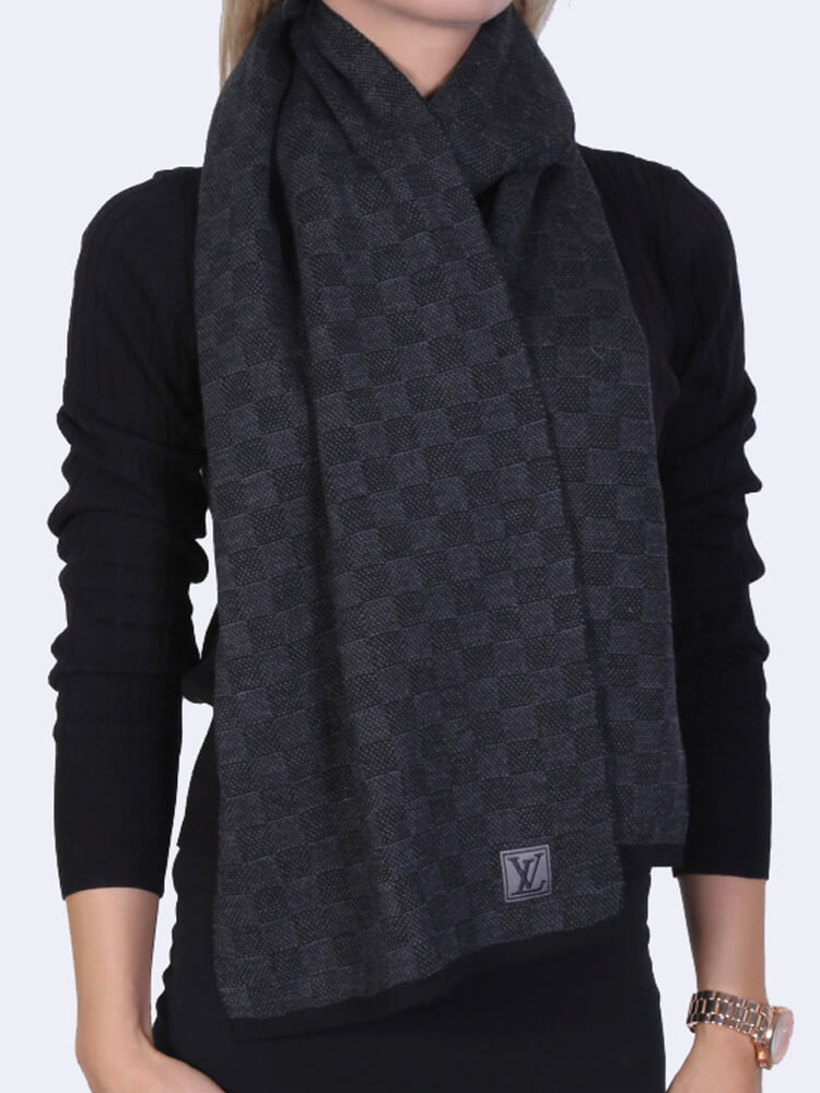 Louis Vuitton Unisex Scarf Damier Black / Grey Authentic