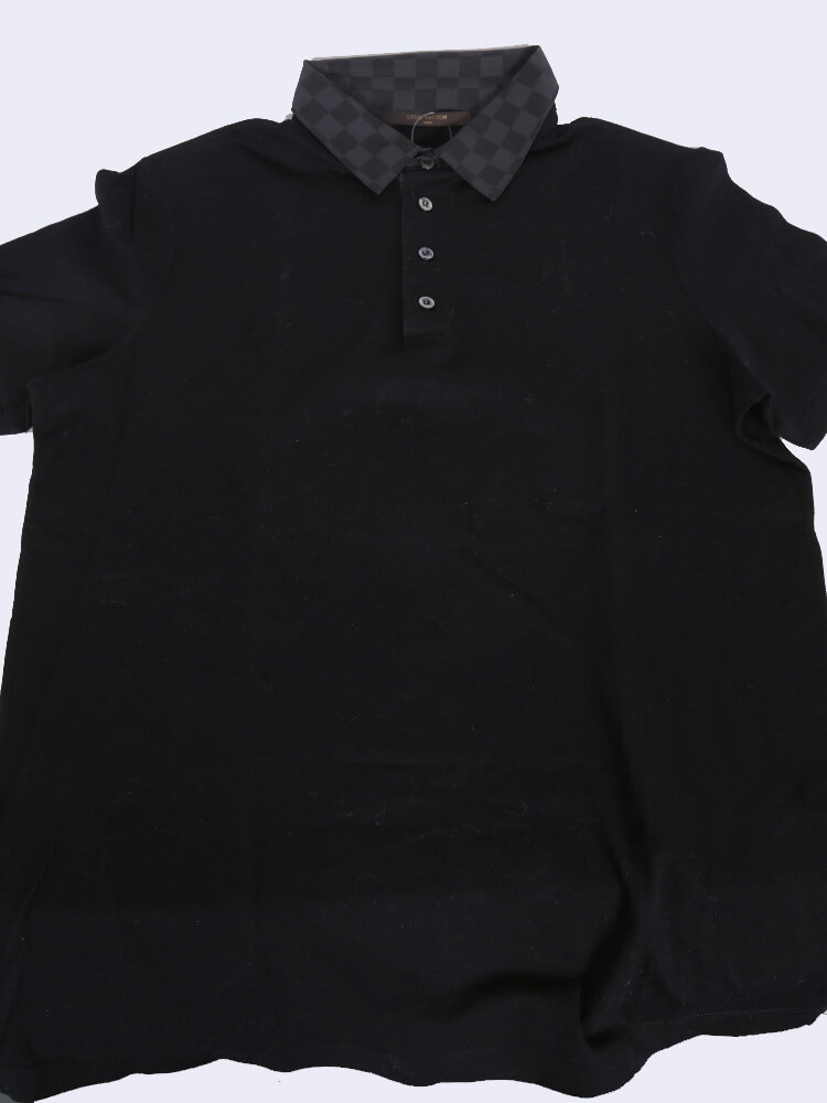 Louis Vuitton Damier Graphite Pattern V-Neck Polo Shirt - Black