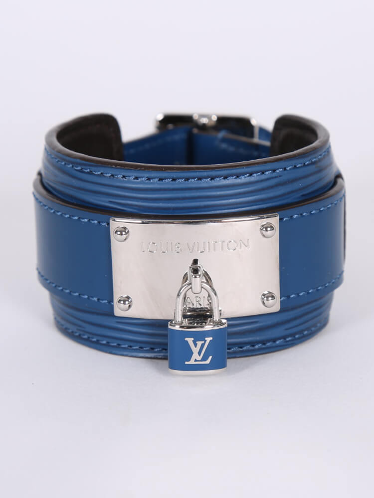 Louis Vuitton leather bracelet Keep it Blue ref.1011362 - Joli