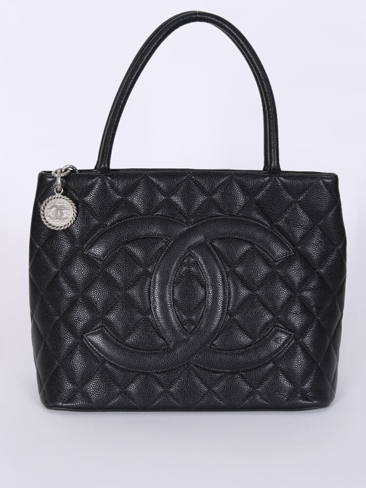 Chanel - Medallion Caviar Leather Shopping Bag Noir