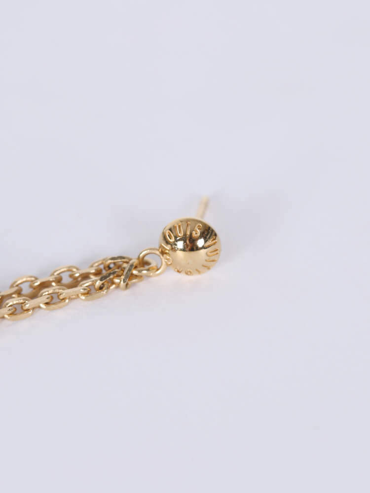 Louis Vuitton Goldtone Metal Chain and Swarovski Crystal Gamble Drop  Earrings - Yoogi's Closet