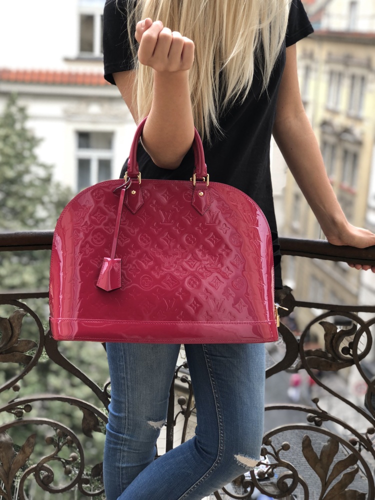 Red Louis Vuitton Monogram Vernis Alma GM Handbag