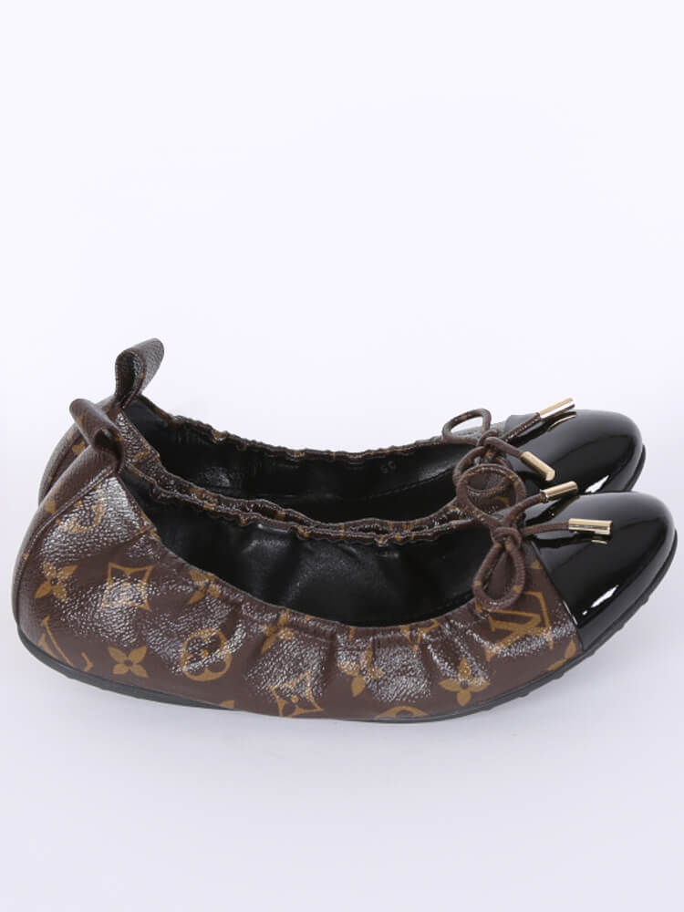 Louis Vuitton - Flirty Monogram Canvas Patent Ballerinas Noir 39