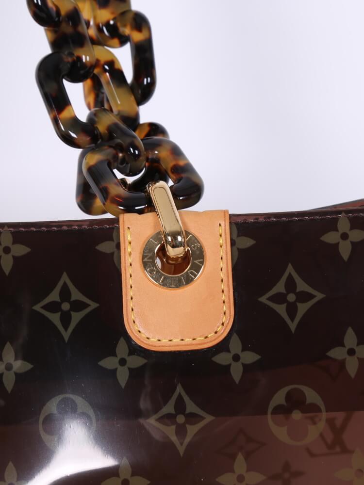 LOUIS VUITTON MONOGRAM Brown Clear Vinyl Cabas Ambre PM Handbag #34 Rise-on