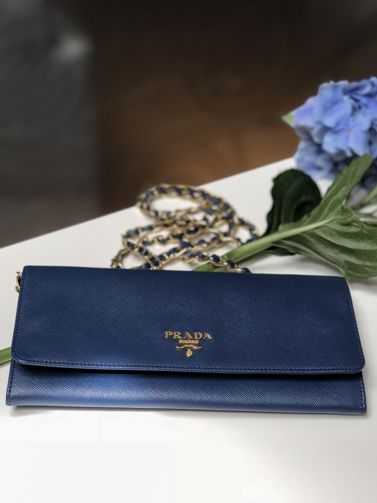 prada cornflower blue wallet