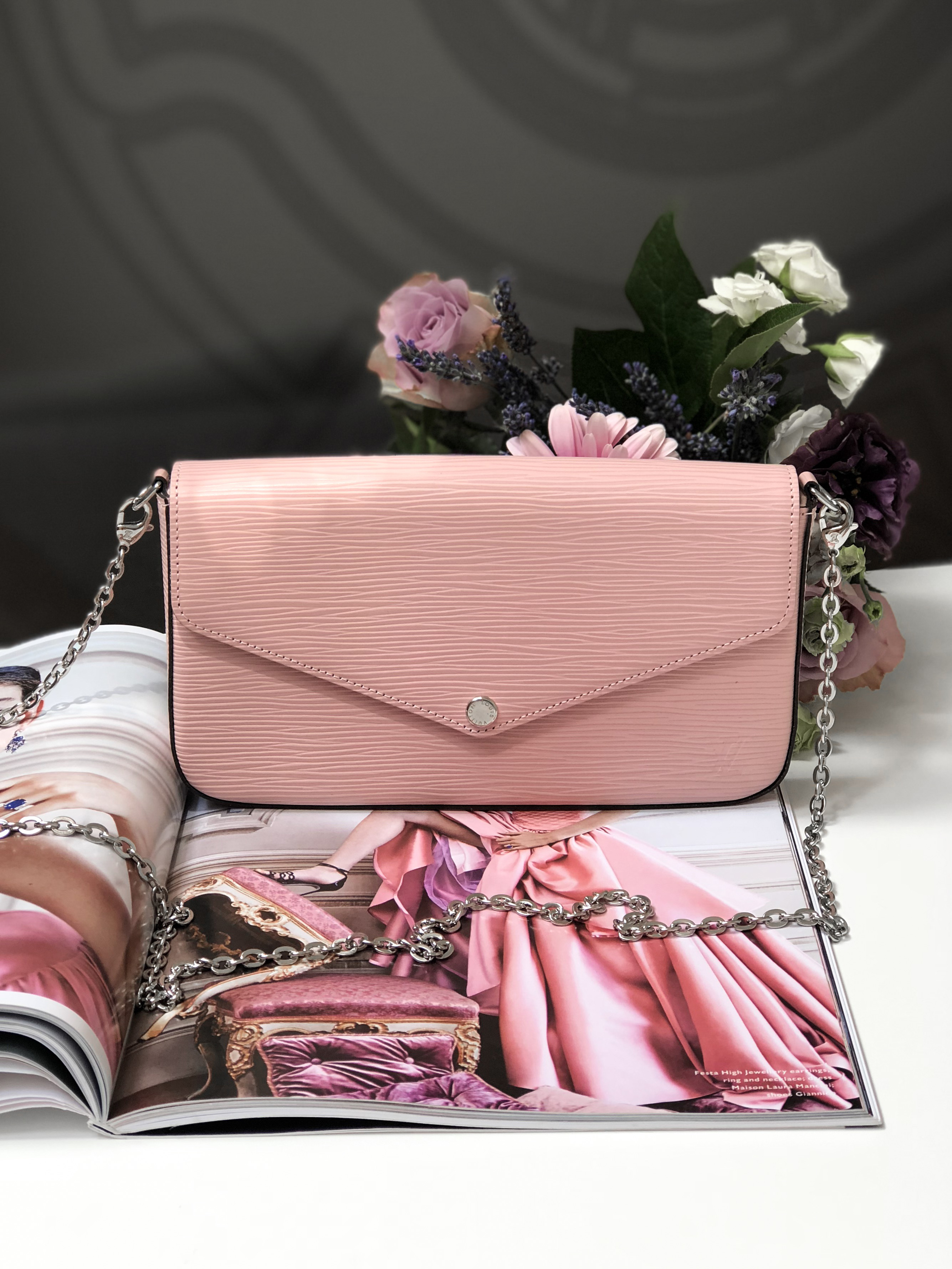 Louis Vuitton - Pochette Félicie Epi Leather Clutch Rose Balerine