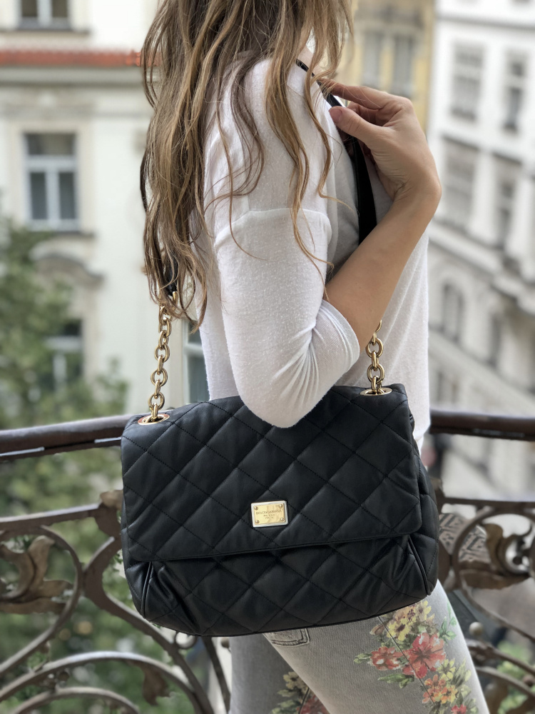 Dolce Gabbana Miss Kate Quilted Leather Shoulder Bag Black