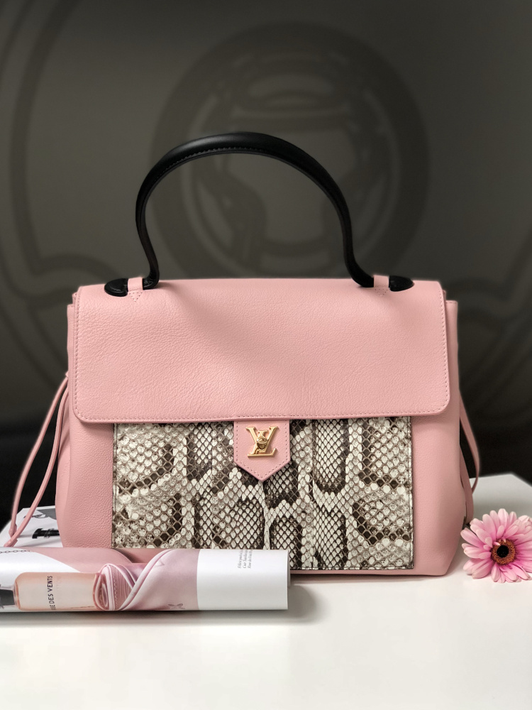 Louis Vuitton - Lockme MM Python Leather Bag Rose Ballerine