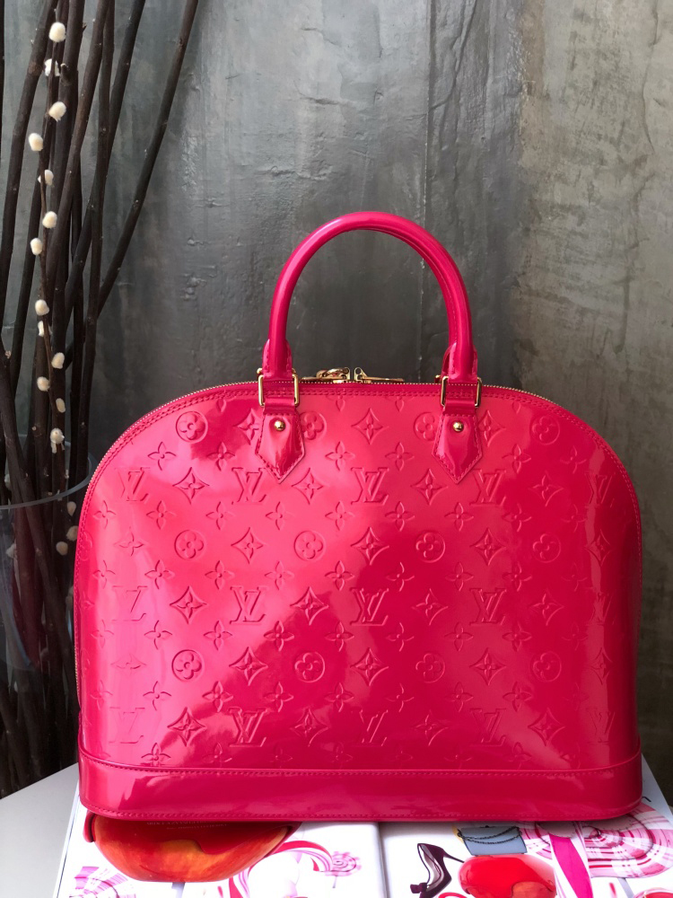 Louis Vuitton Alma Rose Pop Monogram Vernis Gm 3lt922 Pink Patent