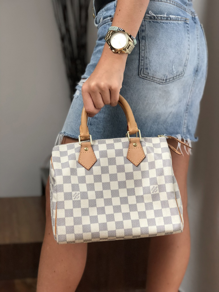 Louis Vuitton Speedy 25 Damier Azur Beige Leather ref.323773