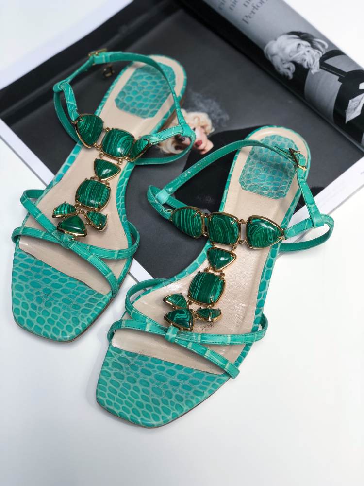 Green sales jeweled sandals