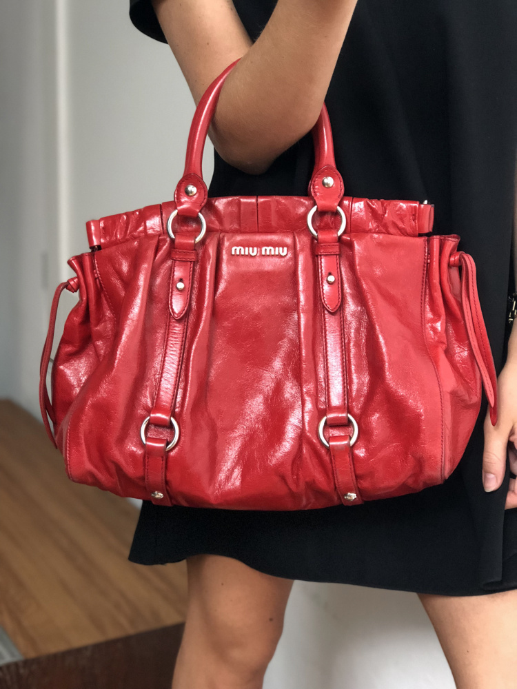 Miu Miu - Two Way Vitello Lux Tote Bag Rosso