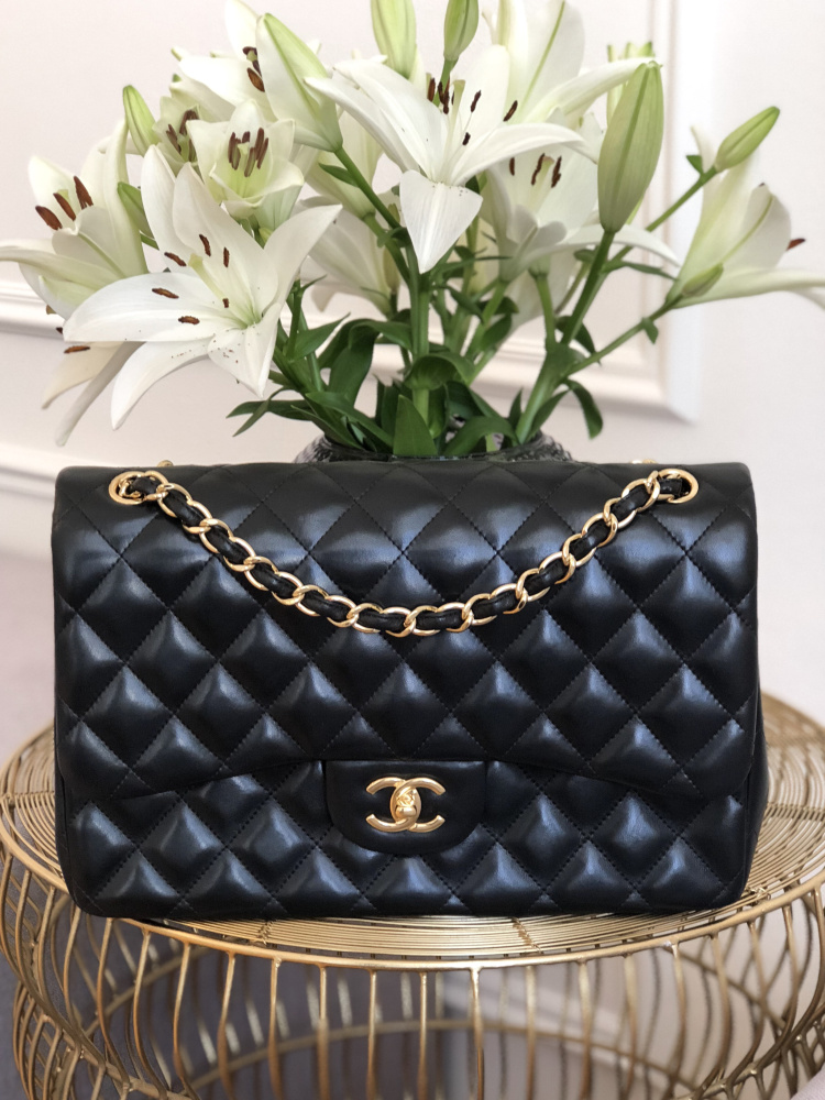 CHANEL Classic Large 11 Chain Shoulder Bag Flap Black Lambskin