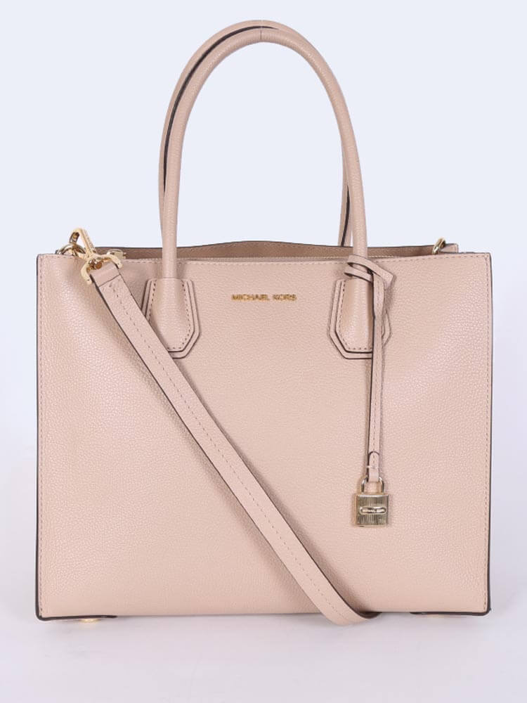 Michael Kors Women's Mercer Large Leather Tote Bag Cashew Ecru