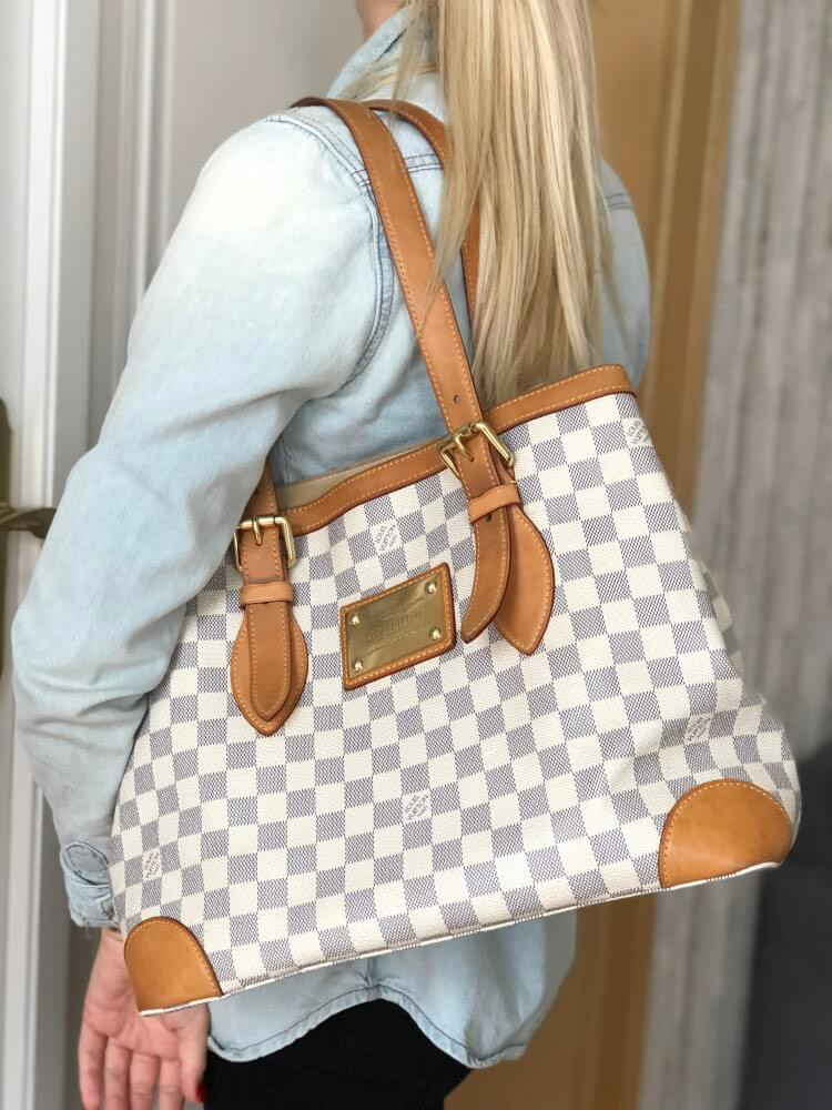 Louis Vuitton Hampstead MM Damier Azur Canvas | www.luxurybags.eu