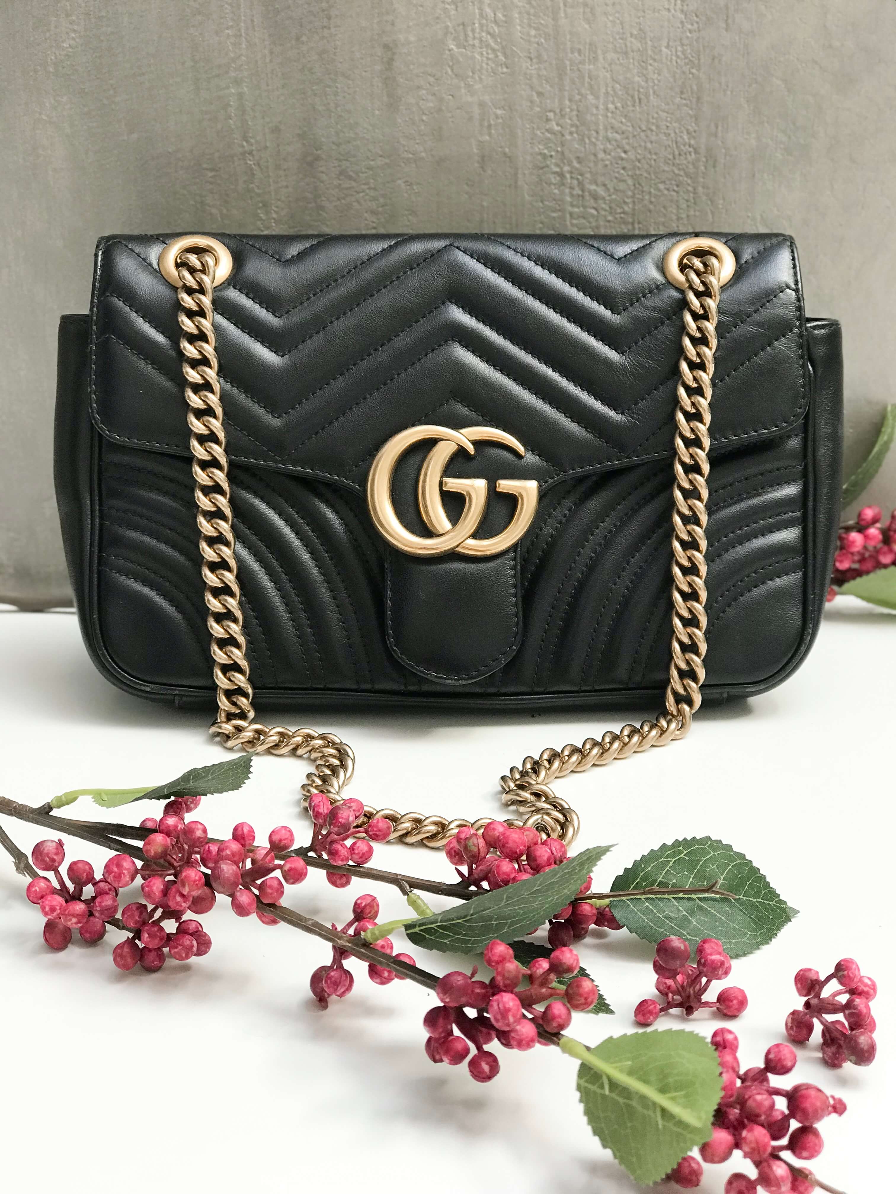 Gucci - GG Marmont Small Matelassé Bag Leather Black 