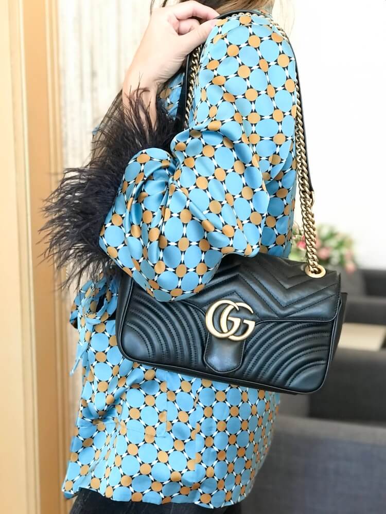 Gucci - GG Marmont Small Matelassé Shoulder Bag Black