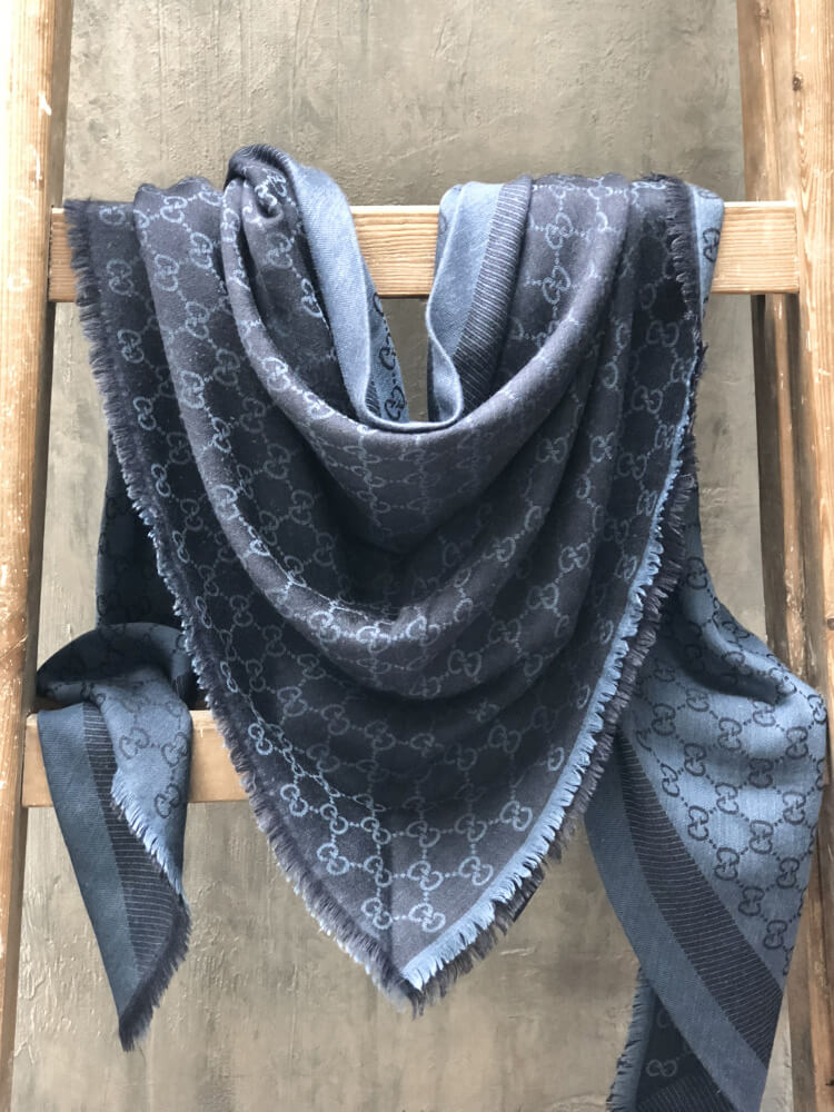 Gucci - GG Wool & Silk Shawl Dark Blue 