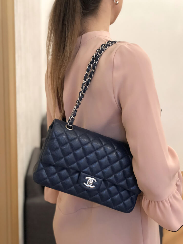 Chanel Navy Classic Large Double Flap