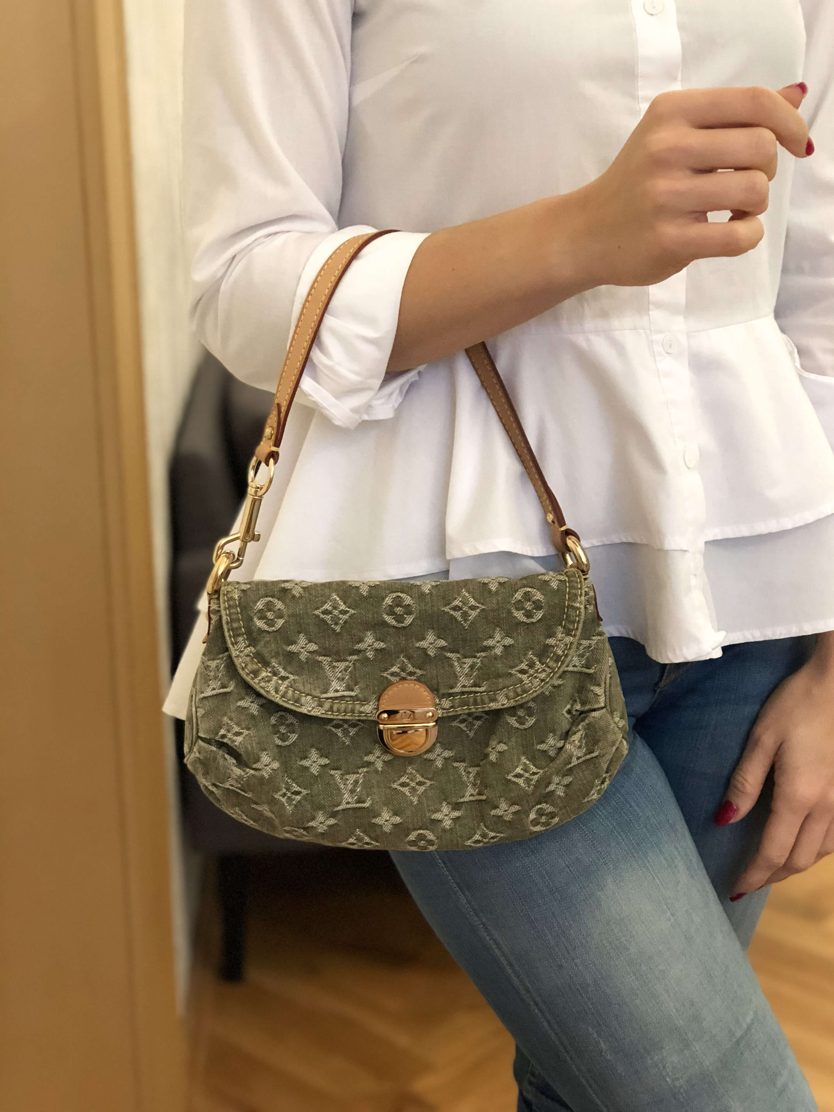 Louis Vuitton Green Monogram Denim Mini Pleaty