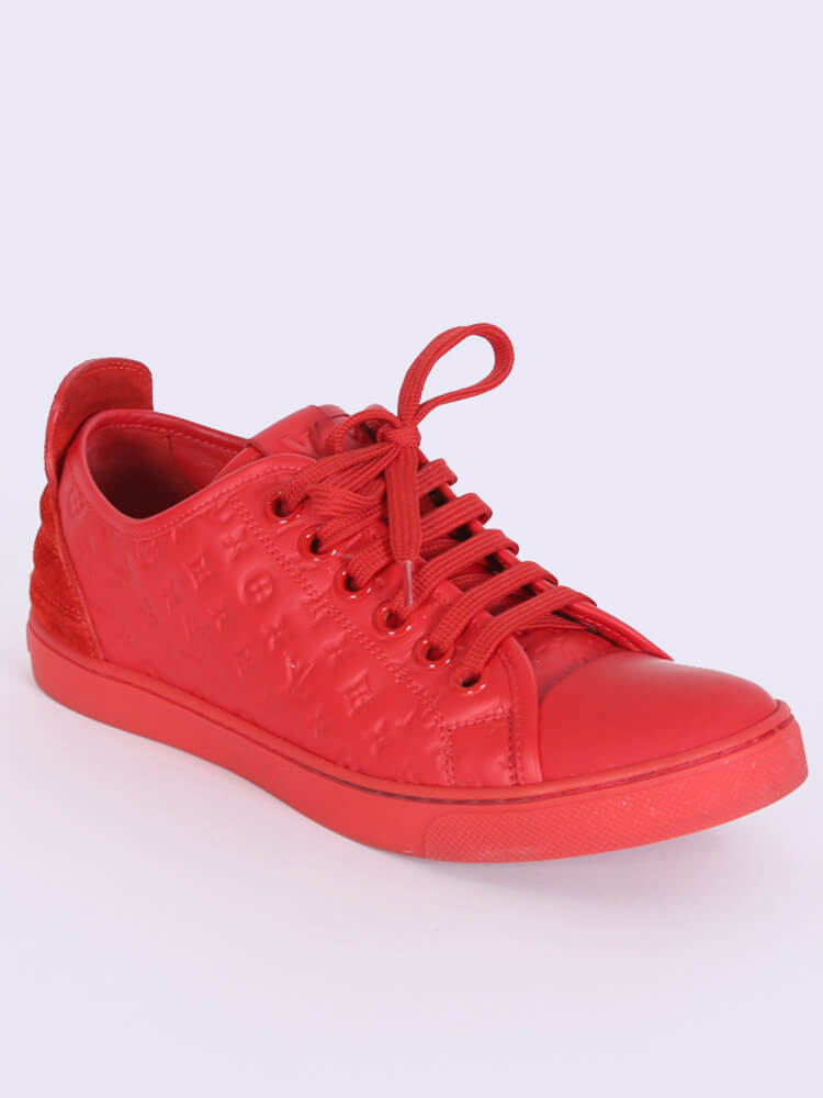 Louis Vuitton Red Leather And Embossed Monogram Suede Millenium Wedge  Sneakers Size 39.5 Louis Vuitton | The Luxury Closet