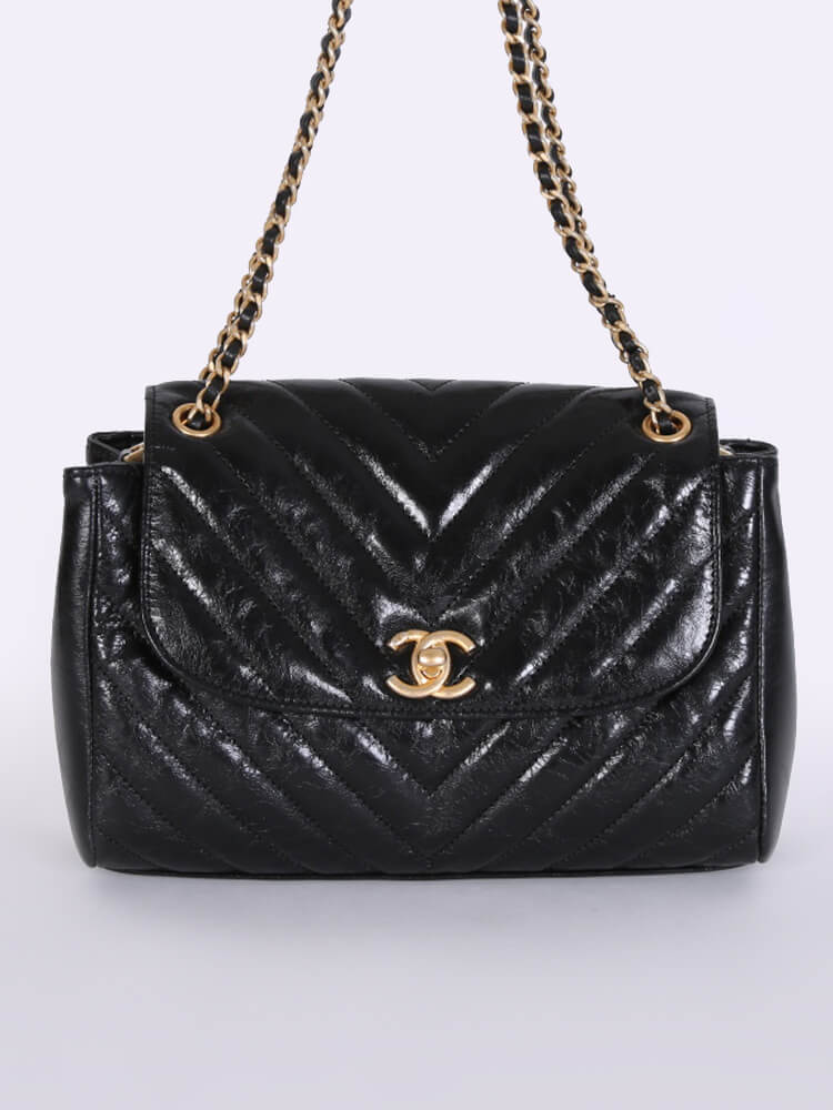 Chanel - Aged Lambskin Flap Bag Noir