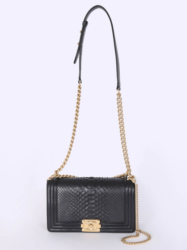 Chanel - Medium Boy Flap Bag Python Noir