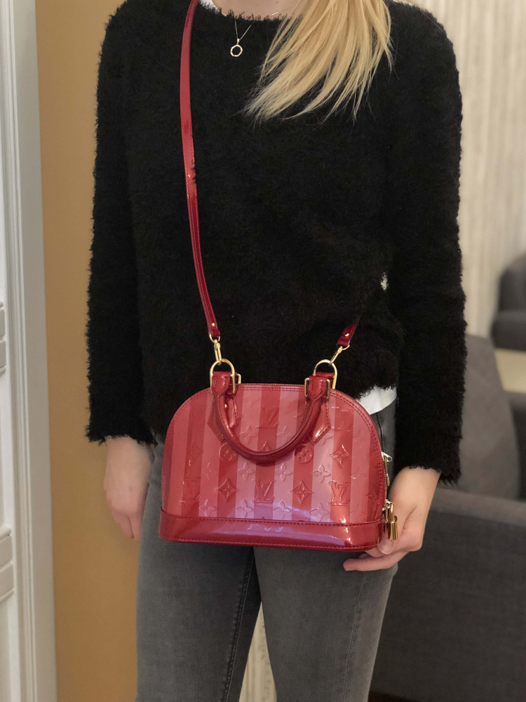 Louis Vuitton Alma BB Vernis Pomme D'Amour Cherry Handbag