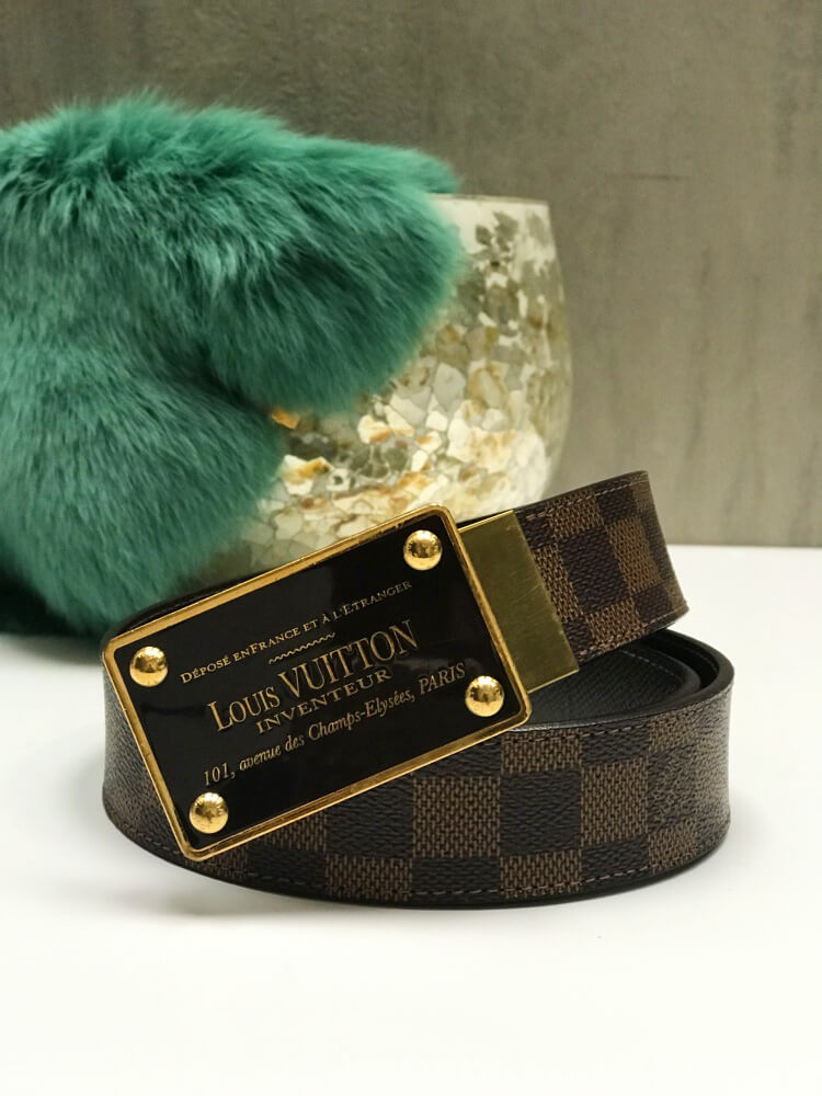 Louis Vuitton Damier Ebene Canvas Inventeur Reversible Belt 95 CM Louis  Vuitton