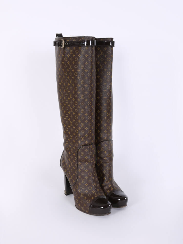Louis Vuitton LV Monogram Leather Riding Boots - Brown Boots