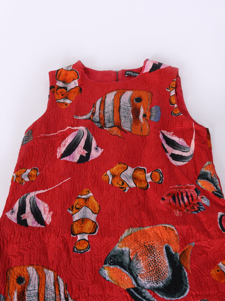 Dolce Gabbana Fish Print Mini Dress Red 44 www.luxurybags.eu