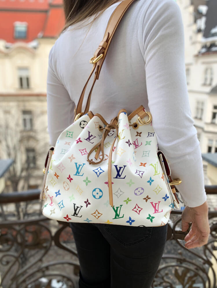 Louis Vuitton White Monogram Multicolore Petite Noe Bucket Bag