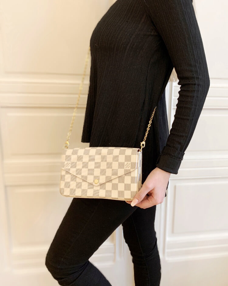 Louis Vuitton Pochette Felicie Damier Azur Rose Ballerine Lining in Canvas  with Gold-tone - US