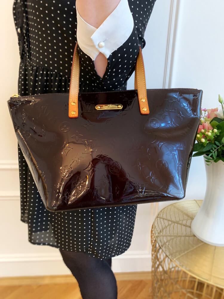 Louis Vuitton Amarante Monogram GM Bag Vernis Bellevue Leather Tote/ Bag  Purse