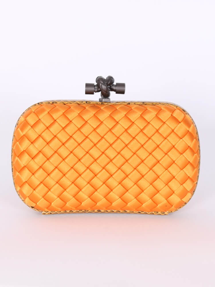 Bottega Veneta Knot Clutch Silk Orange