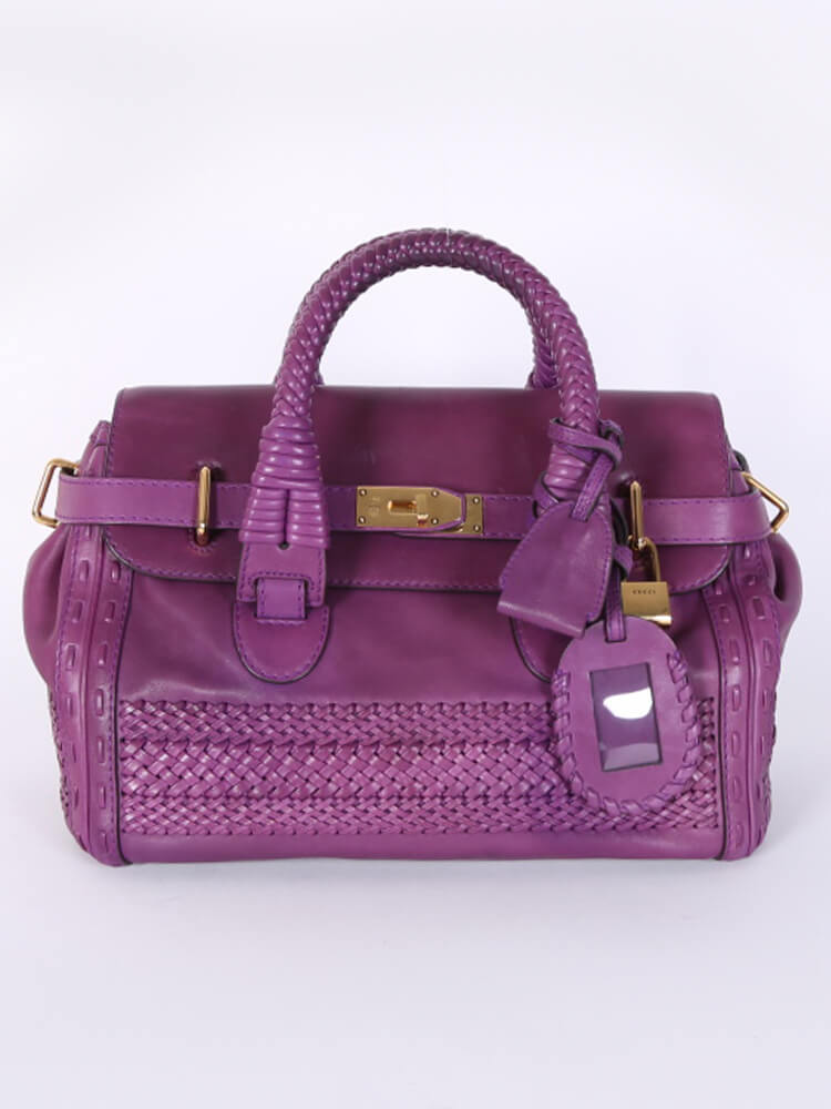 Gucci - Handmade Web Top Bag Violet | www.luxurybags.eu