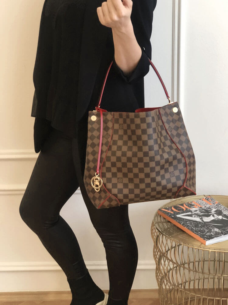 Louis Vuitton Monogram Canvas Caissa Hobo Damier in Brown with red Trim -  Luxury In Reach