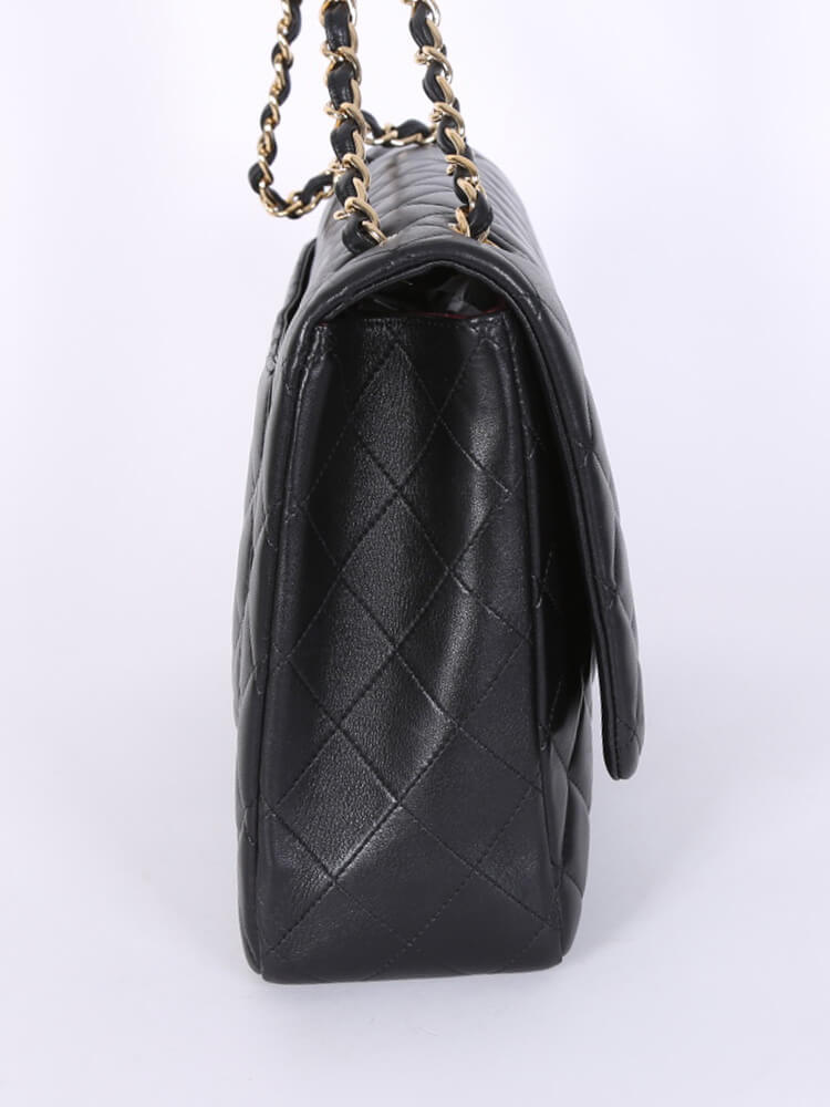 lambskin leather chanel bag black