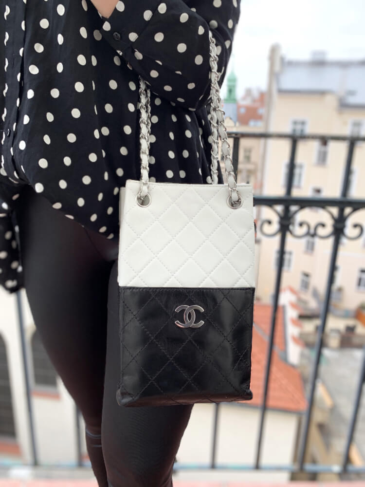 Chanel - Vertical Bicolor Quilted Lambskin Bag