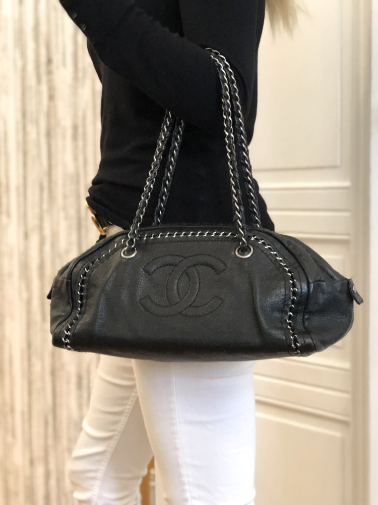 Chanel Black Luxe Ligne Bowler Bag